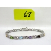 Image 1 : 6.5 CTW Multi-Gemstone & Diamond Tennis Bracelet 