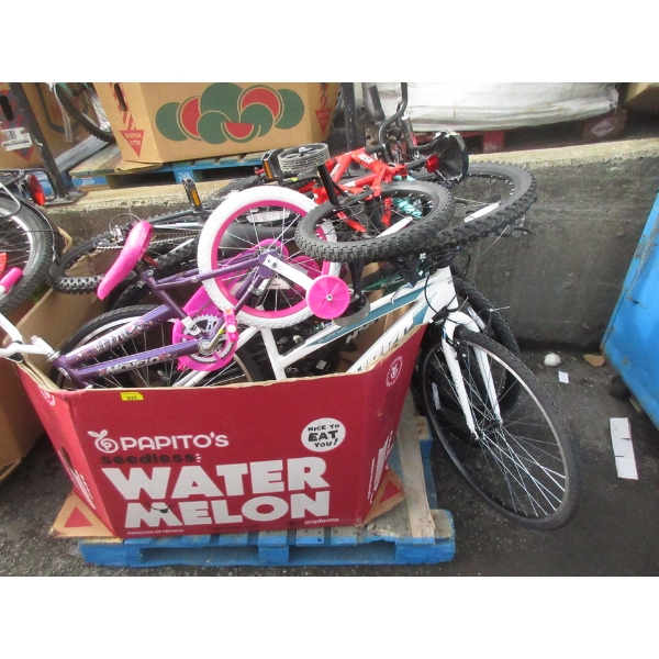 Skid of Assorted Bikes and Bike Parts 