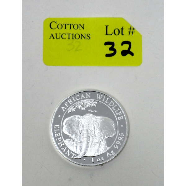 1 Oz .9999 Silver African Wildlife Elephant Coin 