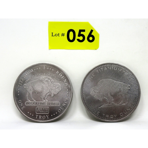 2 x 1 Oz .999 Fine Titanium Buffalo USA Round 