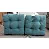 Image 1 : Box of 2 New Tufted Chair Seat Cushions - Cyan Blue