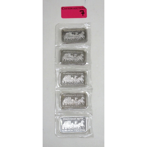 Uncut 5 x 1 Oz .999 Silver Stagecoach Divisible Bars