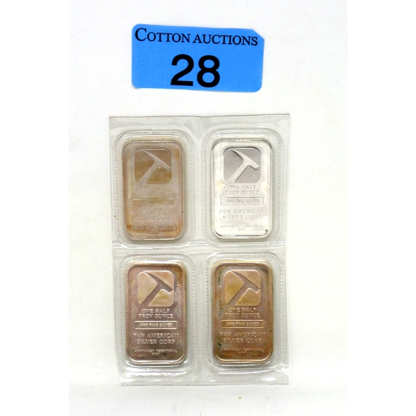 4 x 1/2 Oz .999 Silver Pan American Bars 