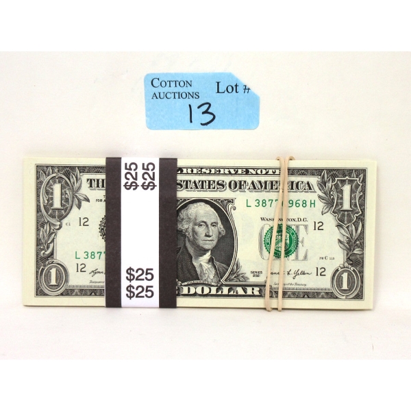 25 x $1 USD Uncirculated Sequential Numbered Bundle 