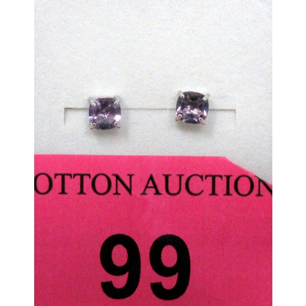 New Sterling Silver Amethyst Stud Earrings 