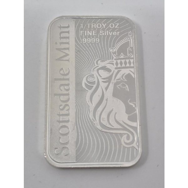 1 Oz .9999 Silver Scottsdale Lion Bar