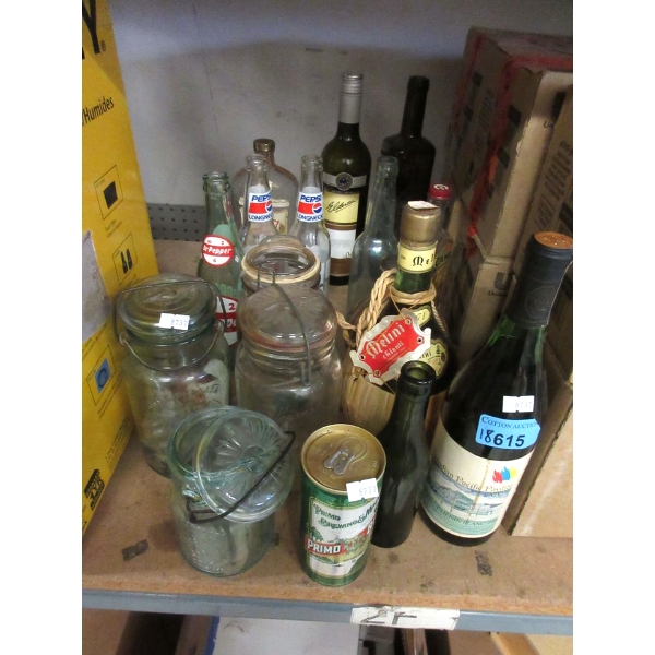 18 Glass Jars, Pop Bottles & Wine Bottles