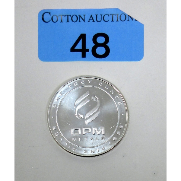 1 Oz .999+ Silver OPM Round   