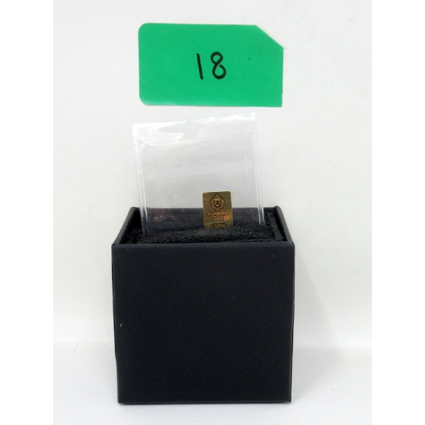1/100 Oz .9999 Fine Gold Scottsdale Bar