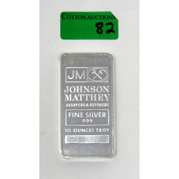 10 Oz. Johnson Matthey .999 Silver Bar