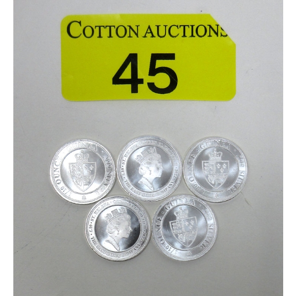 5 x 1/10 Oz .999 Silver 2022 Guinea Coins 