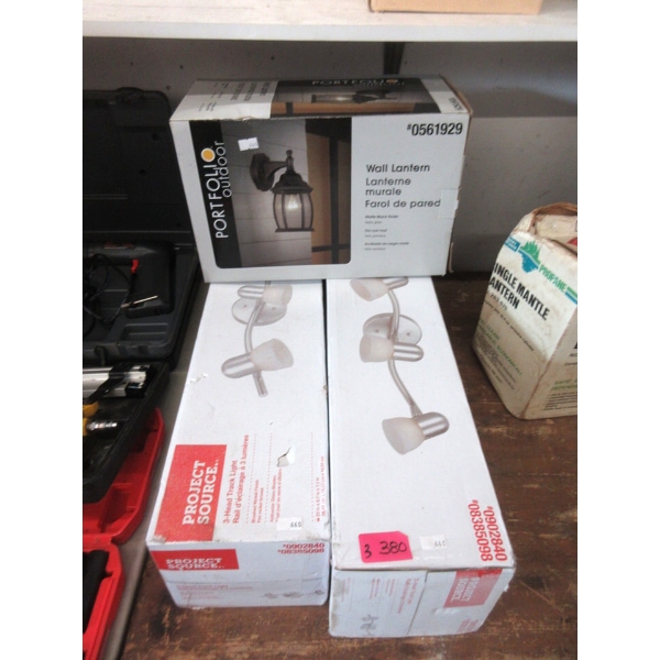 Outdoor Wall Lantern & Two 3 Head Light Fixtures