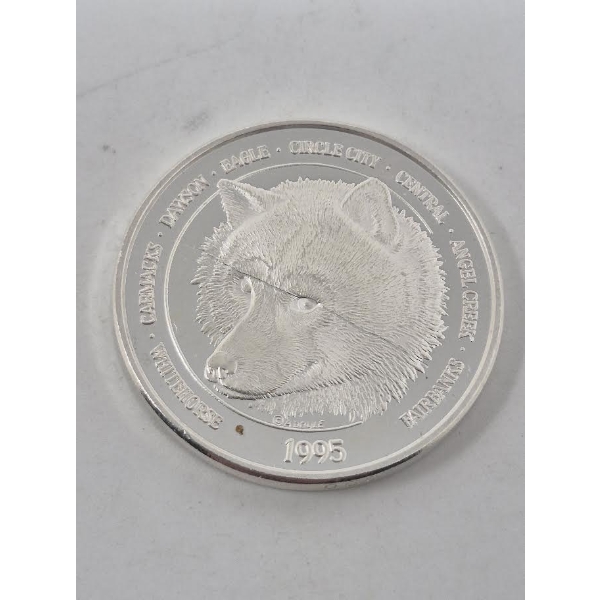 1 Oz .999 Silver 1995 Dog Sled Yukon/Alaska Round