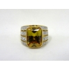 Image 2 : New Sterling Silver Yellow CZ Dinner Ring - Size 7