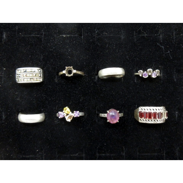 8 Vintage .925 Silver Rings - Variety of Sizes
