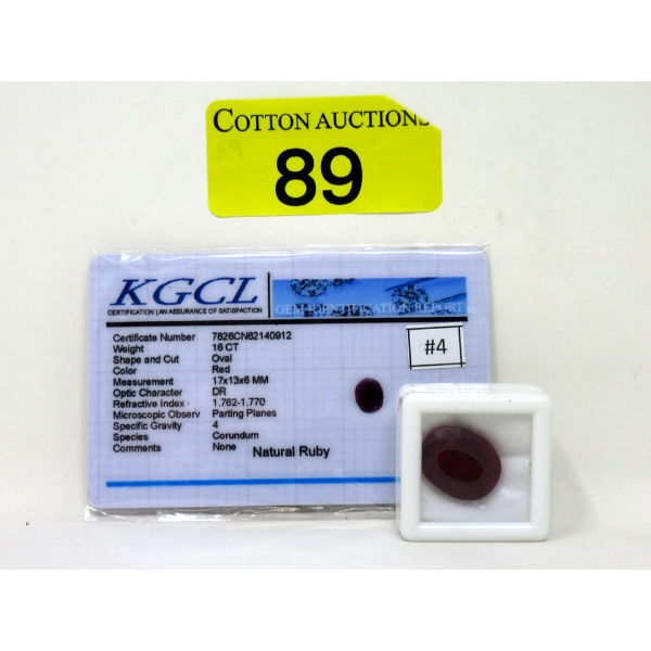 16.00 CT Oval Ruby Gemstone 