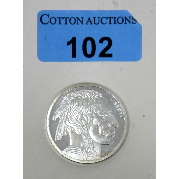 1 Oz .999 Silver Indigenous/Buffalo Round 