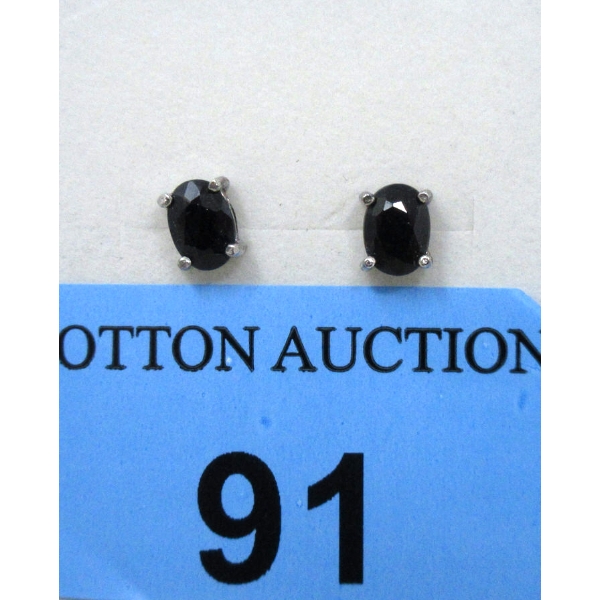 New 2 CT Sapphire Sterling Silver Stud Earrings 