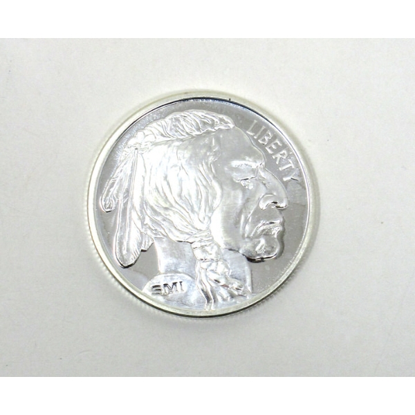 1 Oz .999 Silver Indigenous/Buffalo Round 