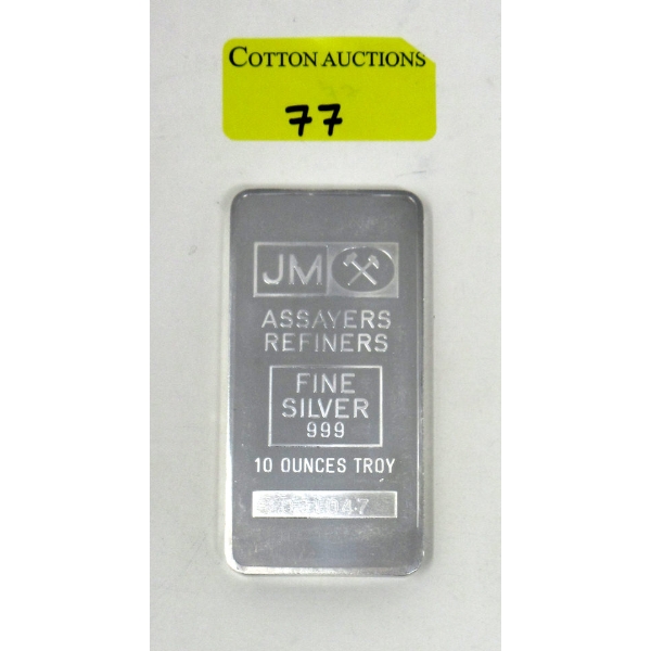 10 Oz .999 Silver Johnson Matthey Bar 