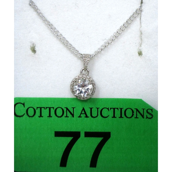 White Topaz & Diamond Sterling Silver Pendant