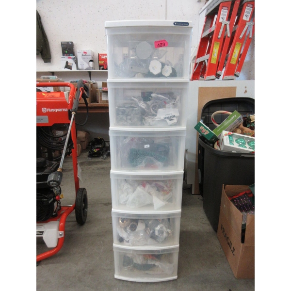 6 Drawer Storage Tower and Contents