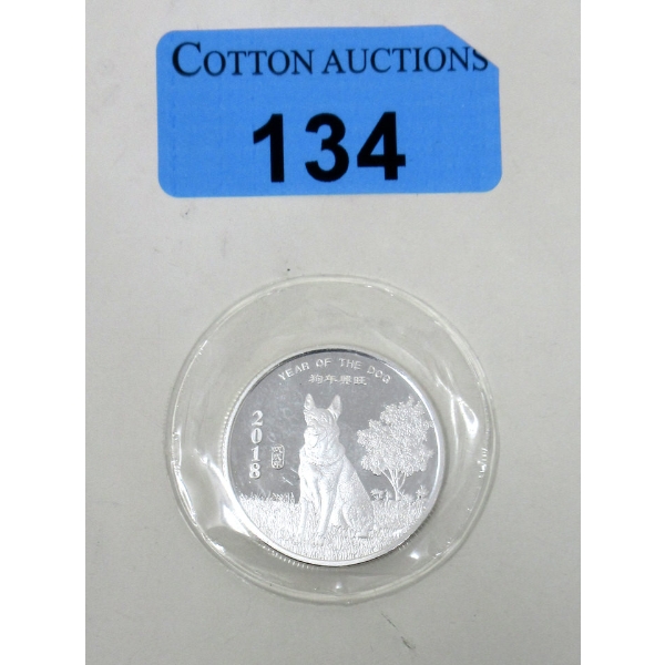 2018 .999 Silver 1/2 Oz. "Year of the Dog" Round
