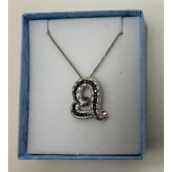 New Blue and White Diamond Heart Necklace