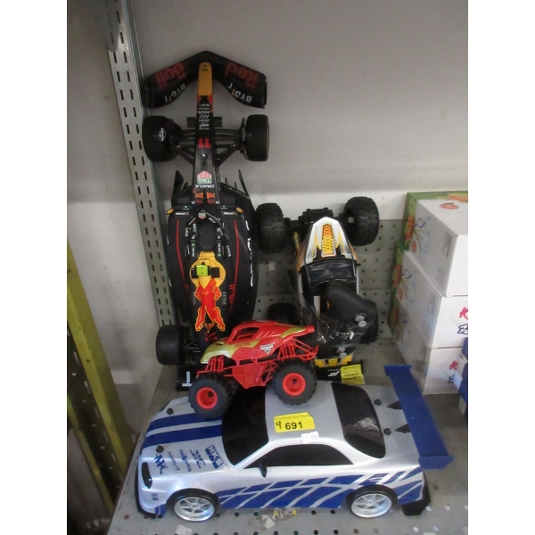 4 Piece Lot of RC Cars -- 1 Controller - No Boxes