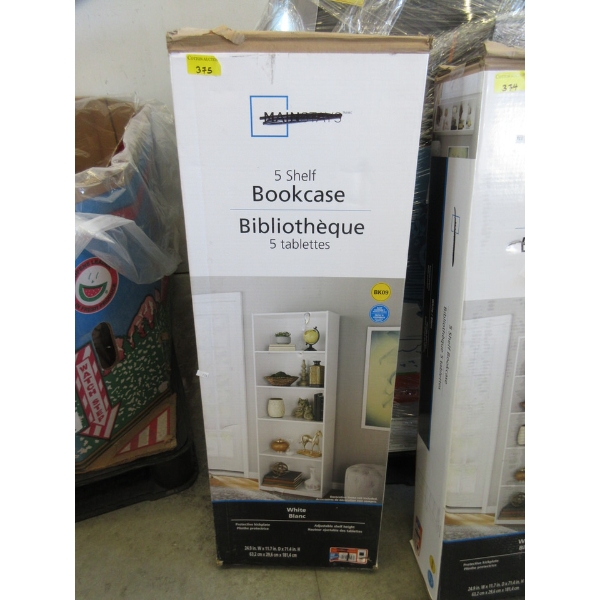 White 8 Shelf Bookcase with Protective Kick Plate