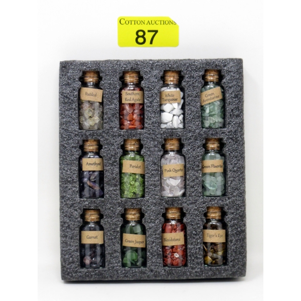 12 Bottles of Gemstones, Crystals & Healing Stones