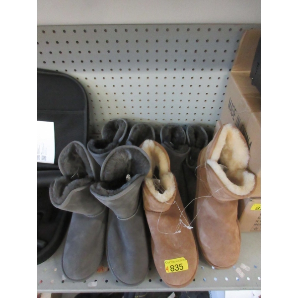 4 Pairs of Fleece Lined Boots - 1 Brown & 3 Grey