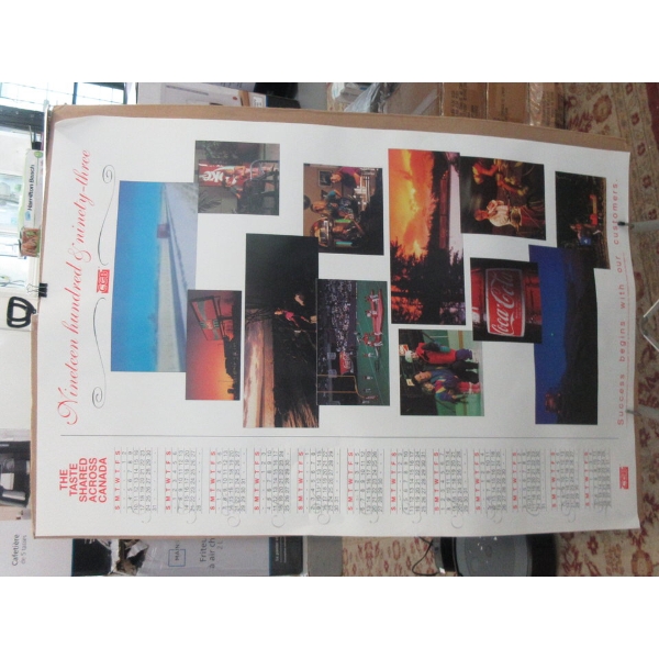 Box of 15 Coca-Cola Calendar Posters from 1993.
