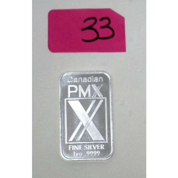 1 Oz .9999 Silver Canadian PMX Bar