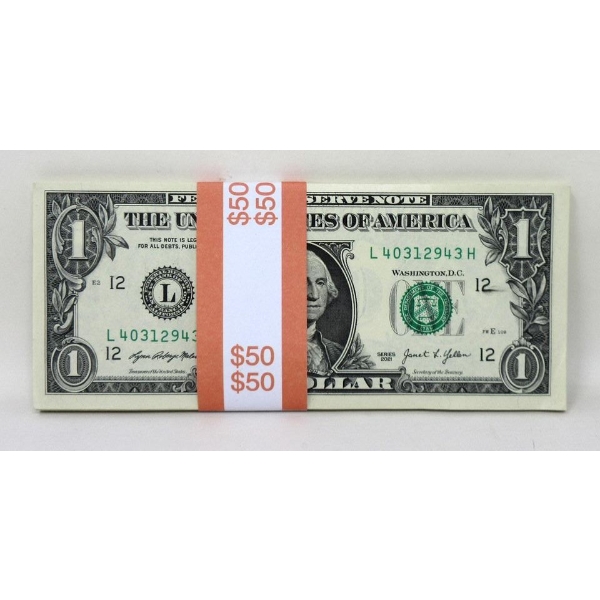 50 x $1 USD Uncirculated Sequentially Numbered Bundle