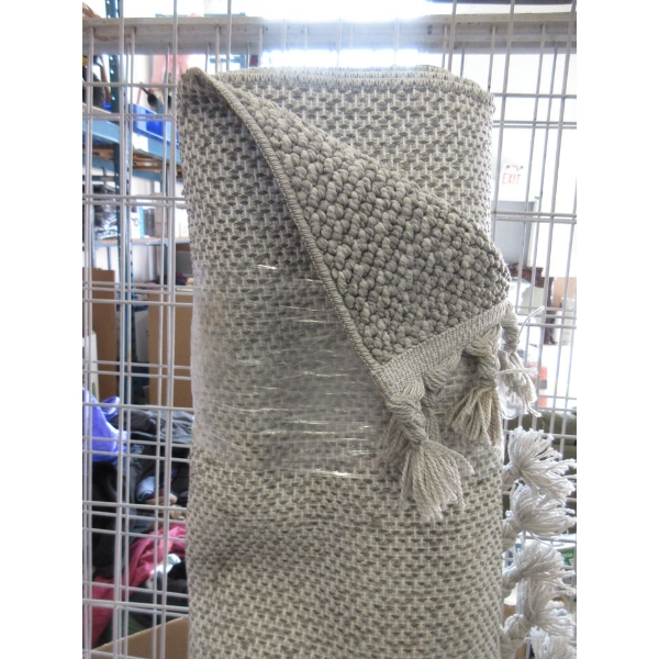 6' x 8' Grey Low Pile Area Carpet with Tassels