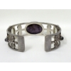 Image 3 : Sterling Silver Polished Gemstone Cuff Bracelet