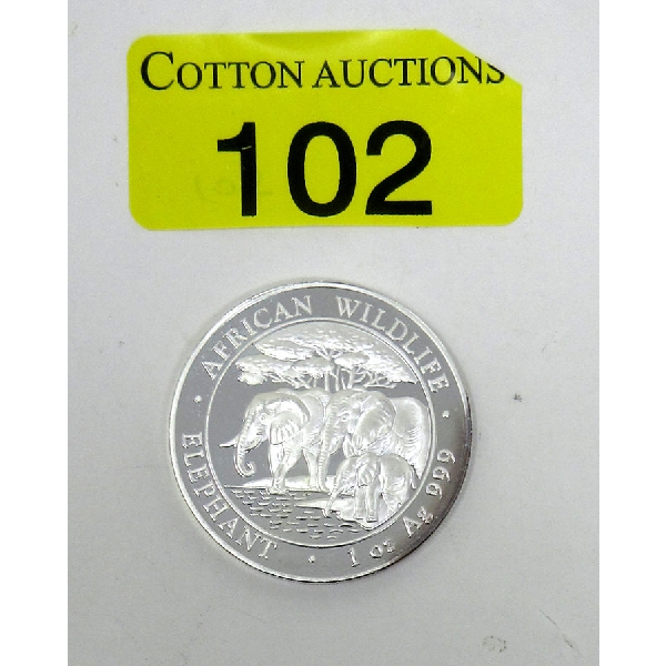 1 Oz .999 Silver 2013 African Wildlife Elephant Coin 