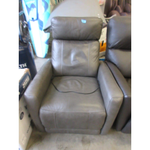 Grey Power Reclining Swivel Rocker - Bonded Leather