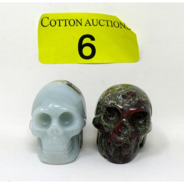 44 Gram Amazonite Skull & 51 Gram Dragon Blood Jasper Skull