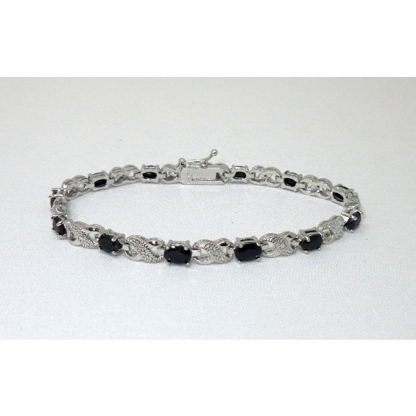 7.8 CTW Blue Sapphire & Diamond Tennis Bracelet