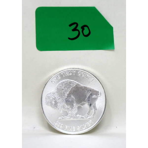 1 Oz .999 Silver Indigenous/Buffalo Art Round  