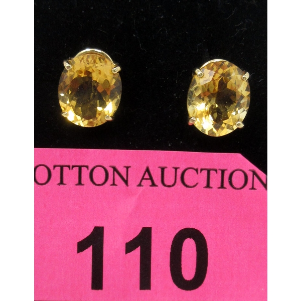 Pair of 14 KT Gold 9.4 CTW Citrine Earrings