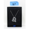 Image 2 : 1/2 CT Blue & White Diamond Heart Pendant