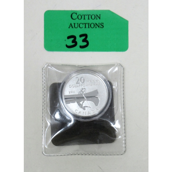 .9999 Silver CANOE $20 Coin 