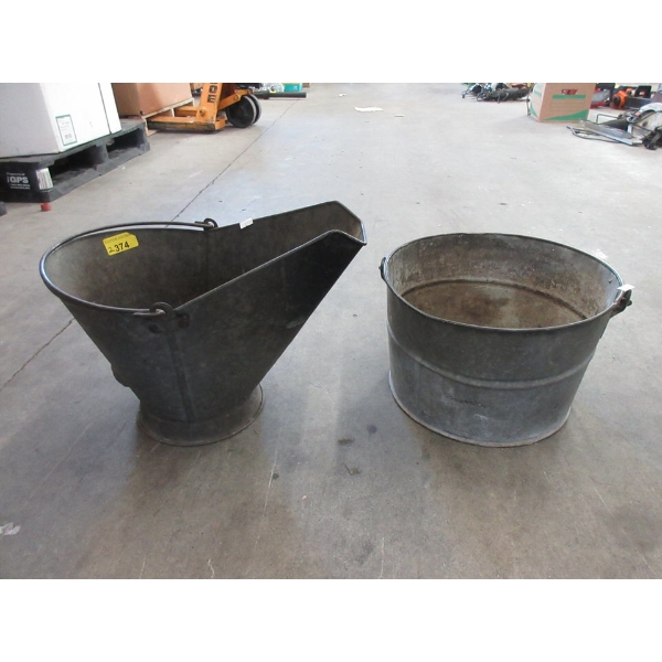 Vintage Coal Scuttle & Galvanized Bucket