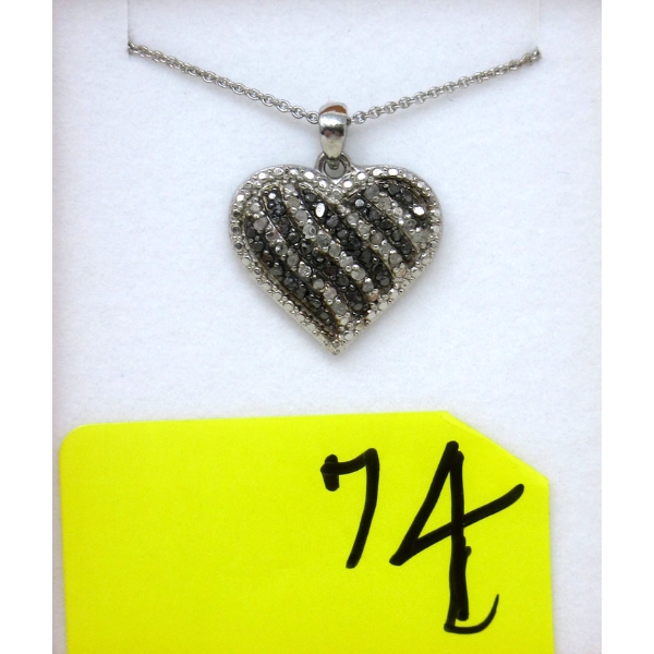 1/2 CT Black & White Diamond Heart Pendant