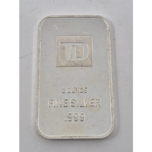 1 Oz .999 Silver TD Bank Investor Bar