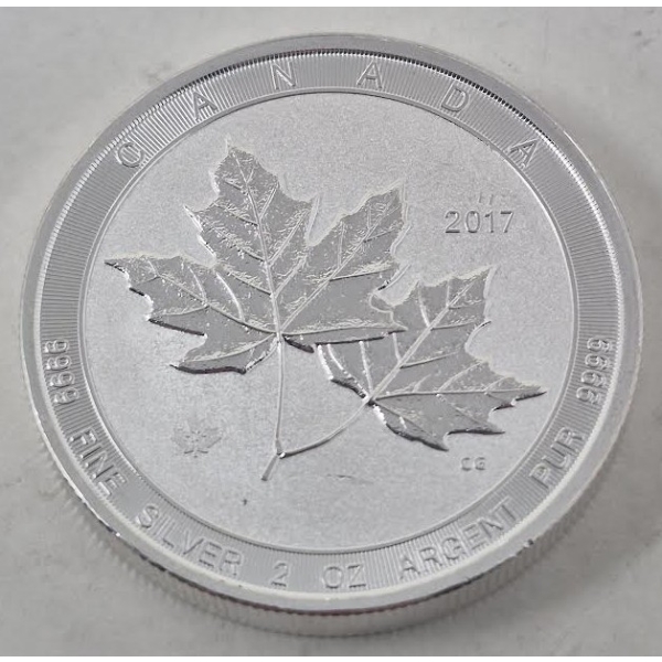 2 Oz .9999 Silver 2017 Canada Twin Maples Coin 