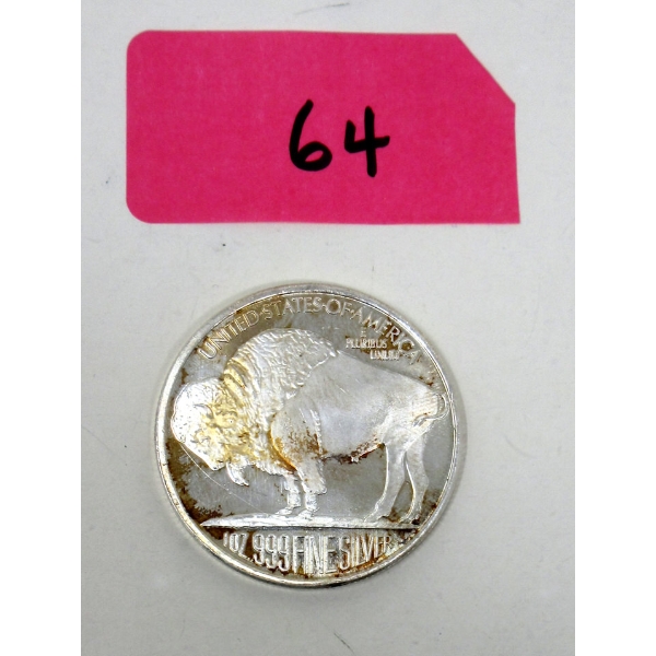 1 Oz .999 Silver Indigenous/Buffalo Art Round 